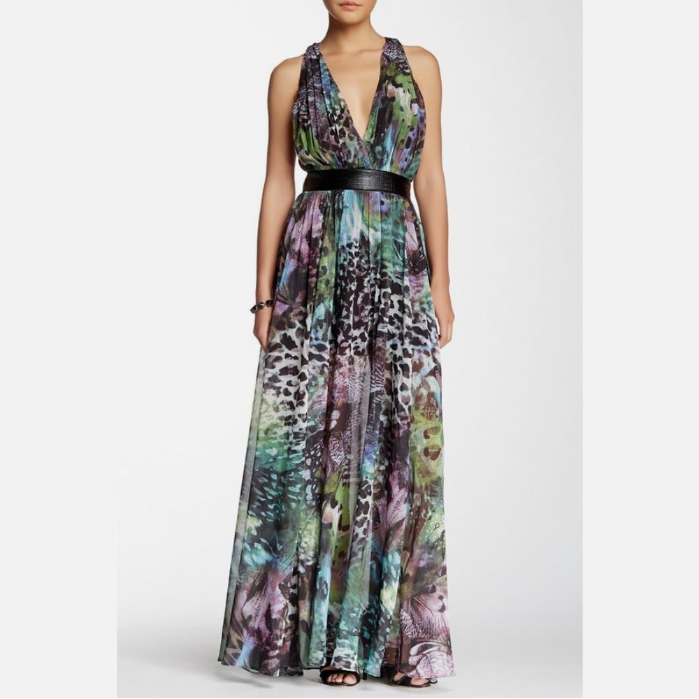 TOV Holy  Racerback Printed Maxi Dress